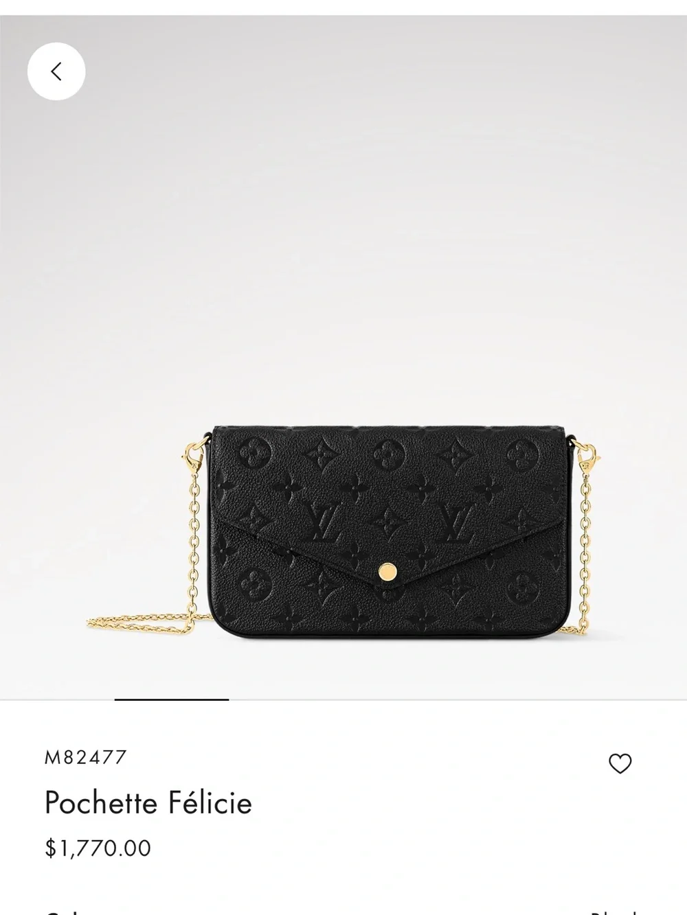 Louis Vuitton Pochette Felicie Monogram Envelope Crossbody with Gold Chain